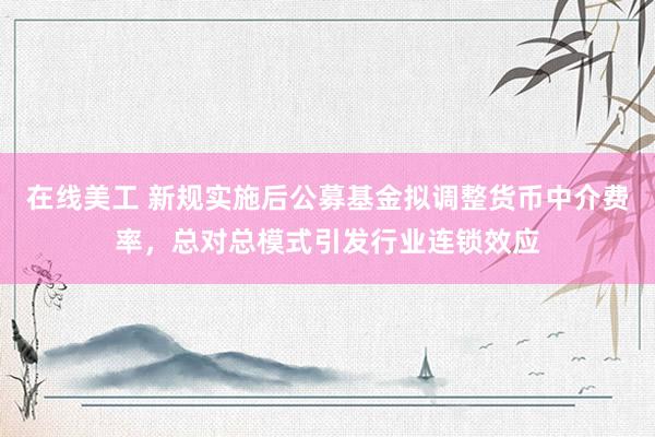 在线美工 新规实施后公募基金拟调整货币中介费率，总对总模式引发行业连锁效应